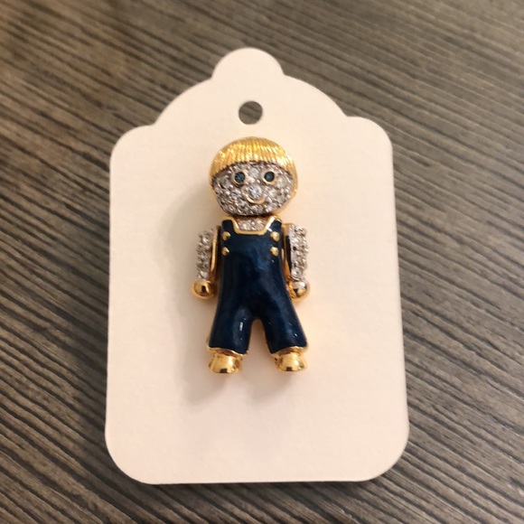 Vintage CAROLEE Rhinestone & Enamel Boy Child Pin - Picture 13 of 16